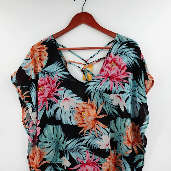 Kona Sol Dress Cover-Up Women Small Tropical Floral Print Tunic - Picture 5 of 12